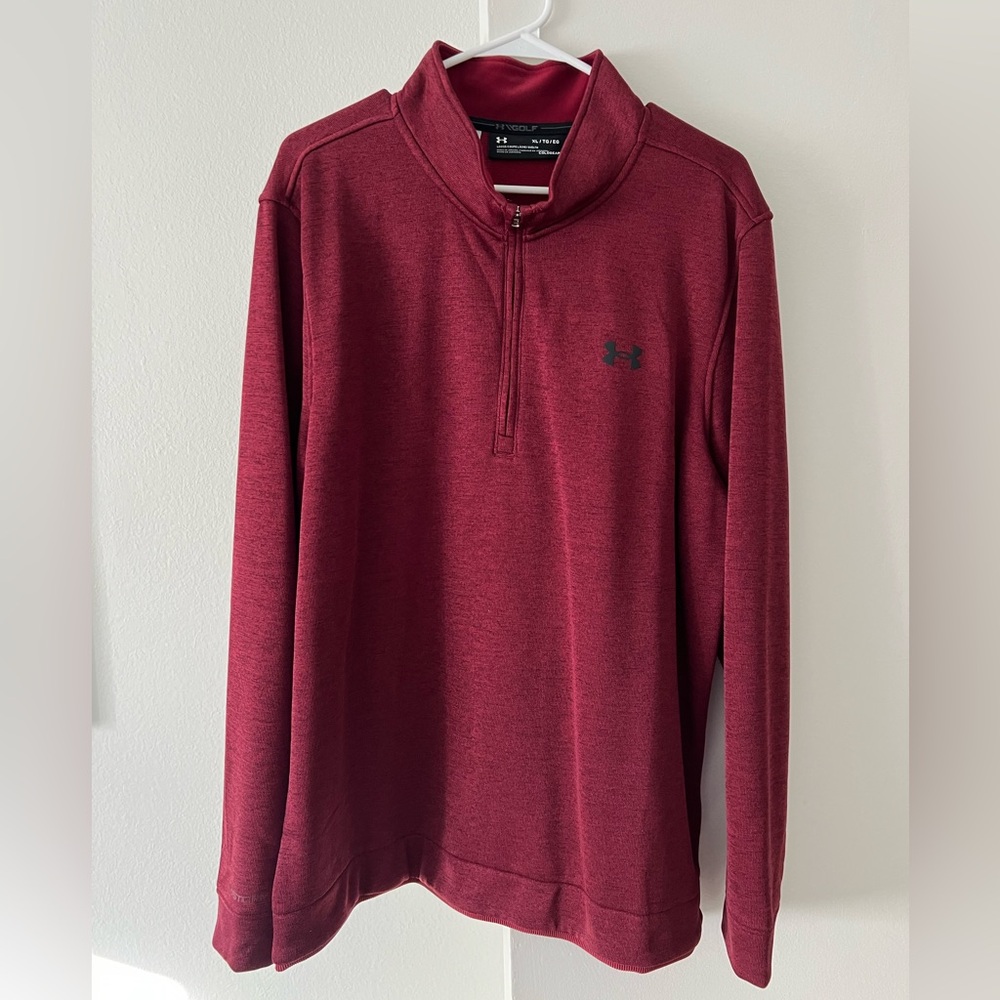 UNDER ARMOUR COLDGEAR Golf SOFT FLEECE 1/4 ZIP Pullover Maroon
